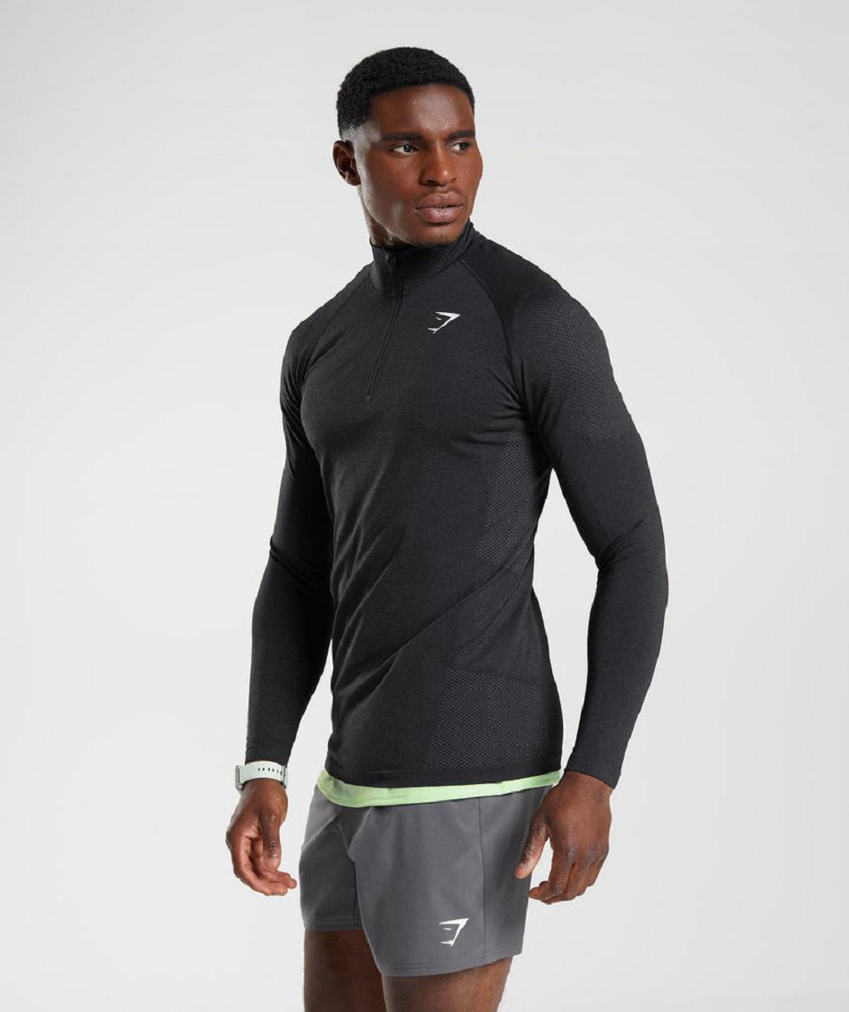 Correr Con Capucha Gymshark Vital Light 1/4 Zip Hombre Negras Gris | CO 3679MQZ